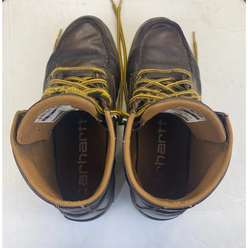 Carhartt F3445 21Men's 10.5 Lightweight Wedge Moc Toe Chukka Brown Leather Upper